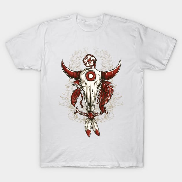 Buffalo Skull Bison Skull Indian Sioux T-Shirt by positivedesigners